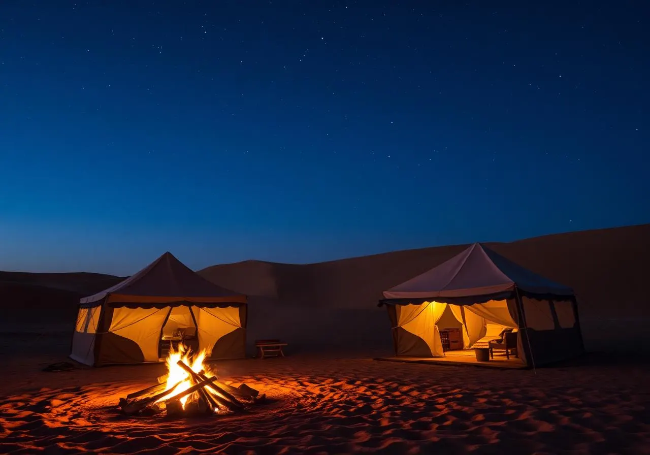 Desert camp at night